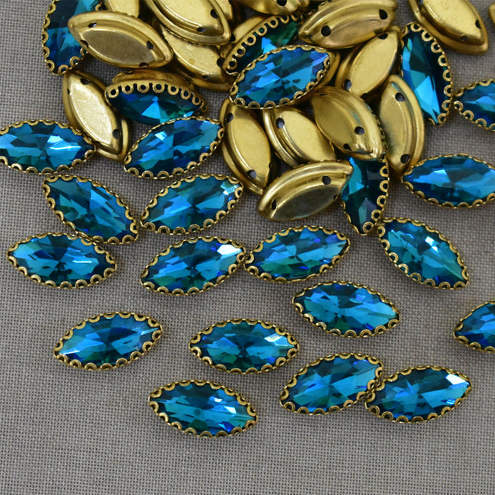 Sky Blue Color Sew on Glass Crystal Stone