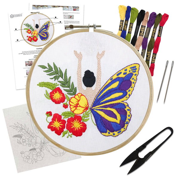 Floral Embroidery Kit, Flower Design Hoop Art, DIY Needlework Set, Craft Kit for Beginners, Embroidery Starter Kit, DIY Craft Supplies