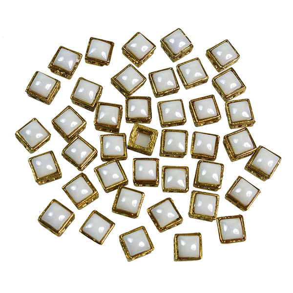 Flat back Kundan Rhinestones in Raised Setting, 7MM Square Shape, For Jewelry Making & Embellishment