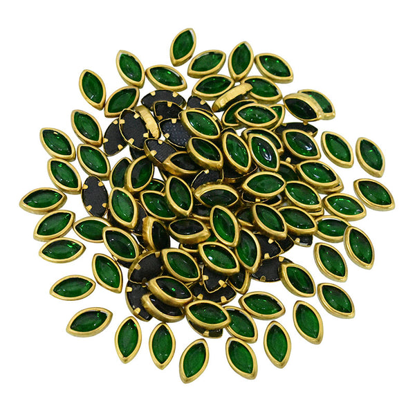 Kundan Rhinestones for Jewellery Making & Embroidery / Flat Back / Glue On / 250 Pieces / Marquise Shape