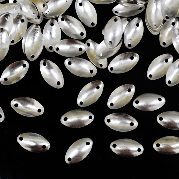 EMBMS5202 (8*15MM Bean Shape Double-Hole Silver Sequins)