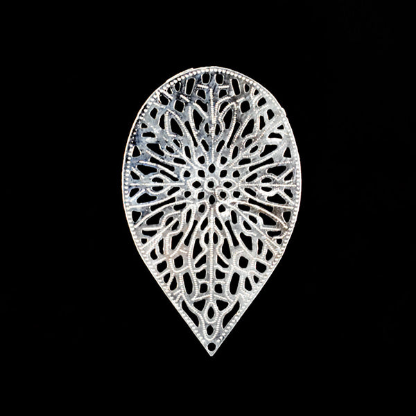 EMBFS5216 (3*5CM Top-Hole Leaf Shape Metal Filigree Stamping)