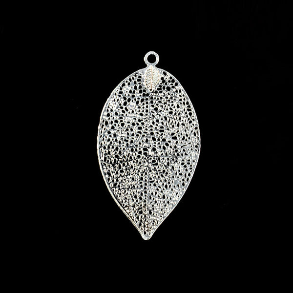 EMBFS5217 (2.6x3.8CM Top-Hole Leaf Shape Metal Filigree Stamping)