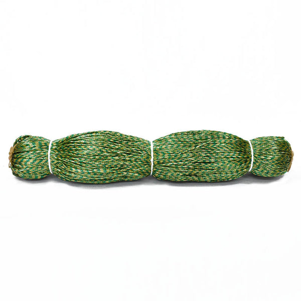 EMBBT5235 (1MM Green and Light Gold Color Metallic Braided Cord)