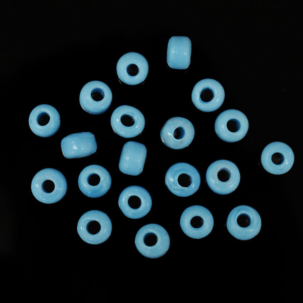 EMBNS5255 (Aqua Blue Color Handmade Barrel Shape Natural Stone Beads)