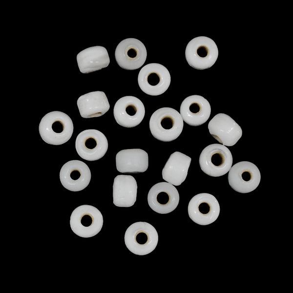 EMBNS5256 (White Color Handmade Barrel Shape Natural Stone Beads)