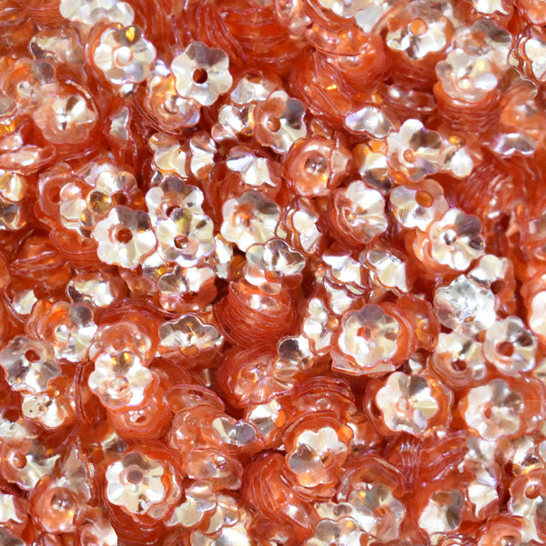 EMBSQ5113 (5MM Cupped Flower Shape Peach Orange Color Sequins)