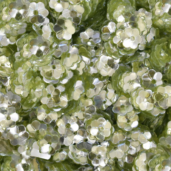 EMBSQ5114 (6MM Flower Shape Light Olive Green Color Sequins)