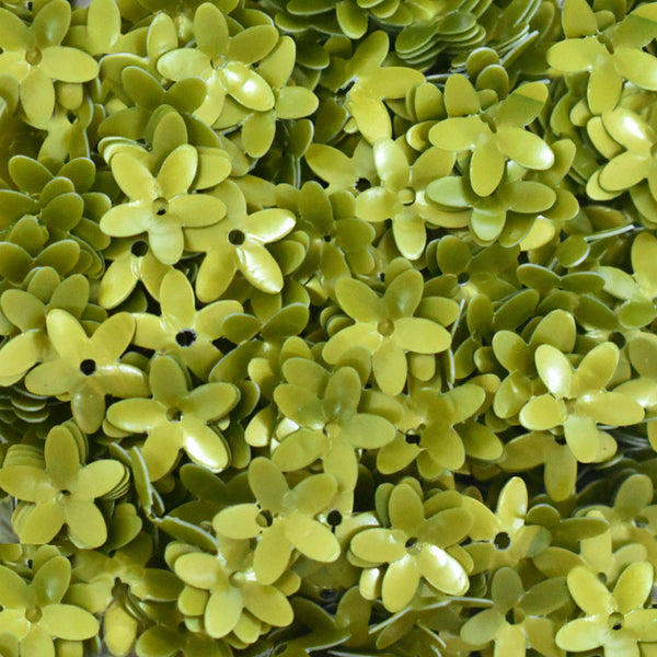 EMBSQ5130 (10MM Flower Shape Olive Green Color Sequins)
