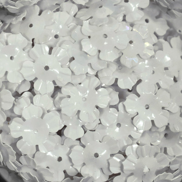EMBSQ5131 (13MM Flower Shape White Color Sequins)