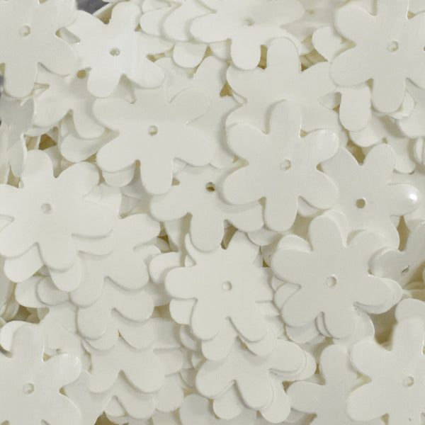 EMBSQ5135 (15MM Flower Shape White Color Sequins)
