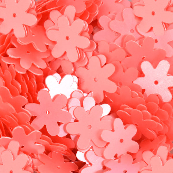 EMBSQ5136 (15MM Flower Shape Coral Color Sequins)
