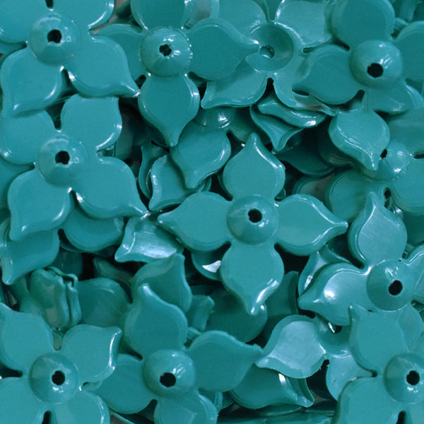 EMBSQ5142 (18x25MM Flower Shape Teal Green Color Sequins)