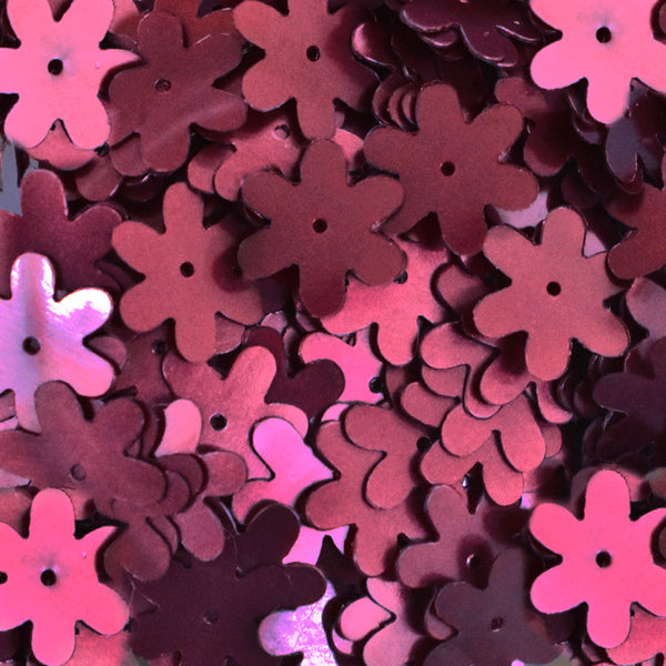 EMBSQ5138 (15MM Flower Shape Burgundy Color Sequins)