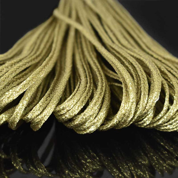 EMBBT5150 (3MM Gold Color Flat Metallic Soutache Braided Cord)