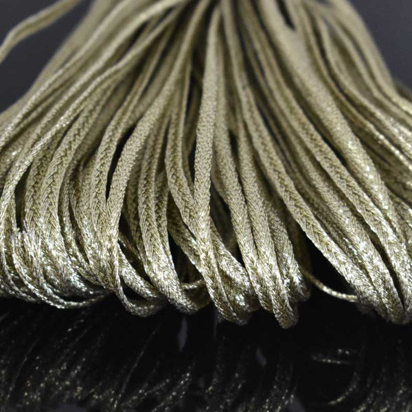 EMBBT5151 (3MM Pale Gold Color Flat Metallic Soutache Braided Cord)