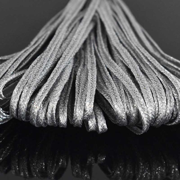 EMBBT5152 (3MM Silver Color Flat Metallic Soutache Braided Cord)