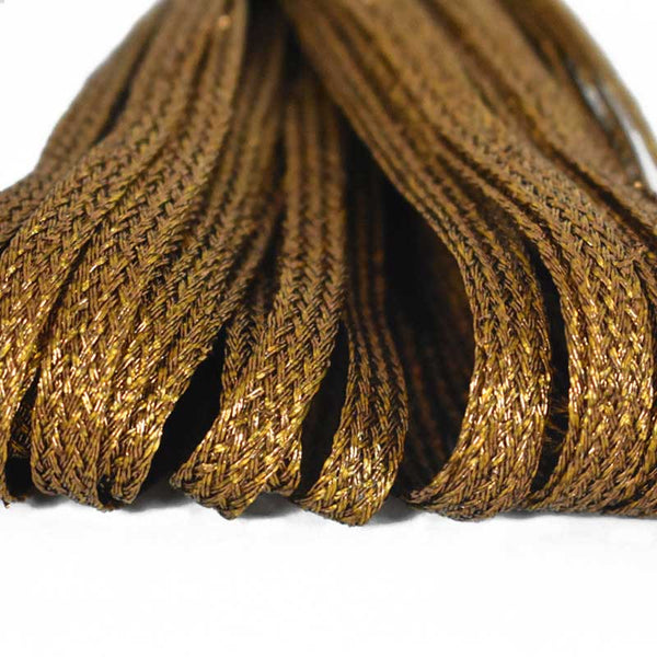 EMBBT5153 (5MM Antique Gold Color Flat Metallic Soutache Braided Cord)