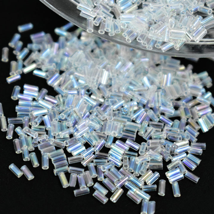 Transparent AB Finish Miyuki glass bugle beads