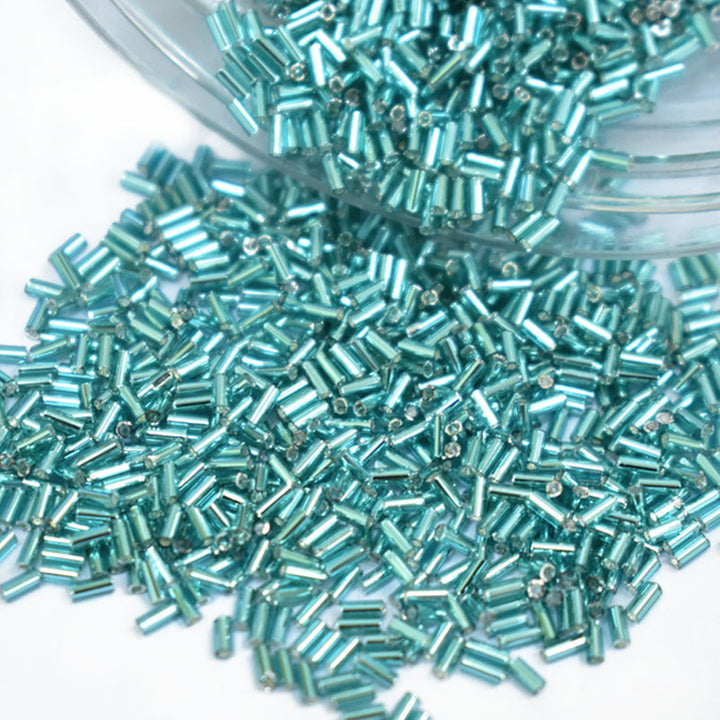 Turquoise Japanese glass bugle beads for embroidery