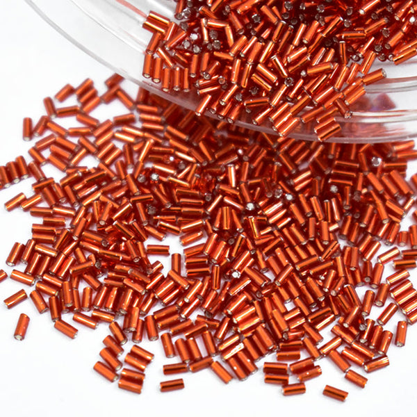 Fire Orange Japanese glass bugle beads for embroidery