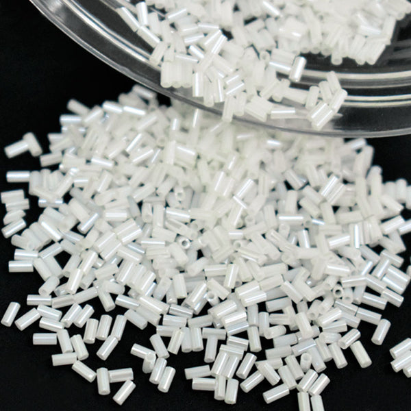 White Japanese glass bugle beads for making jewelry