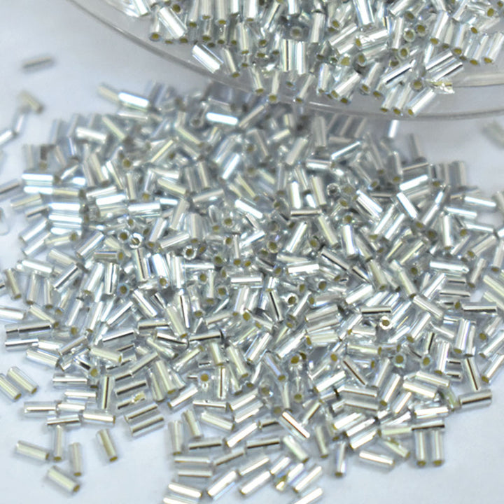 Metallic Silver Japanese glass bugle beads for making jewelry