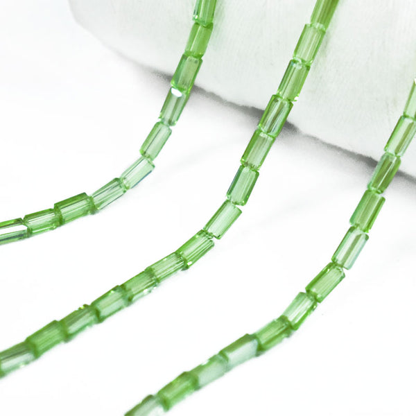 Light Green color Rectangle Faceted Crystal Beads