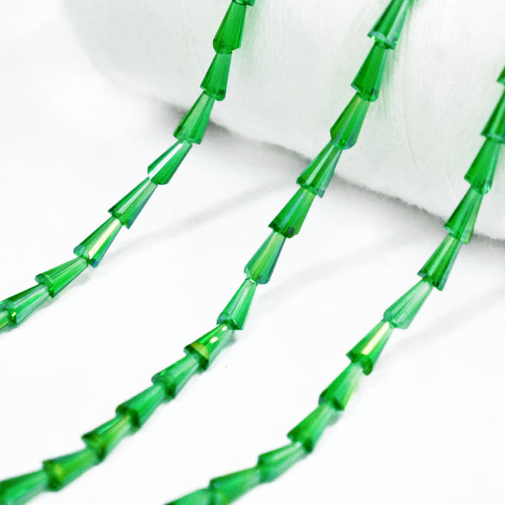 Green color Rainbow cone faceted beads for anklets