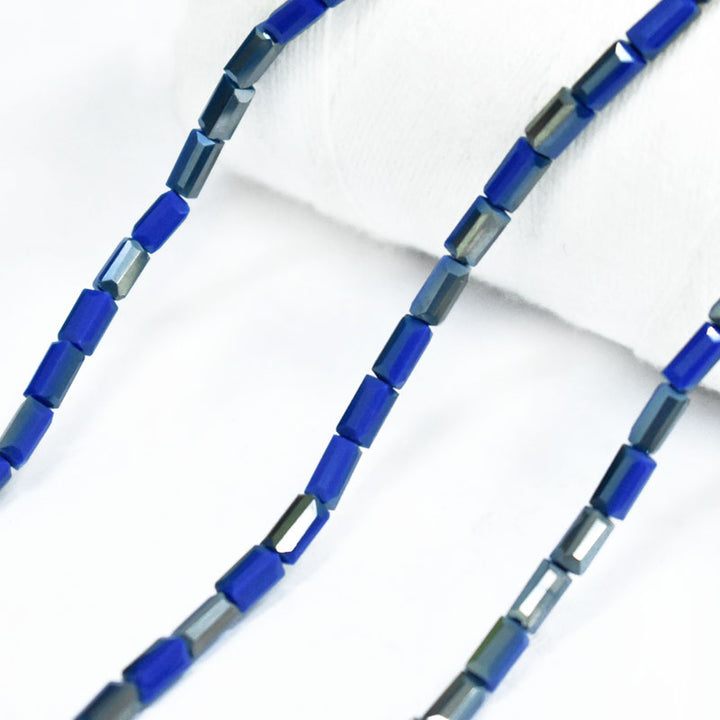 Royal Blue and Gold color Rectangle Faceted Crystal Beads