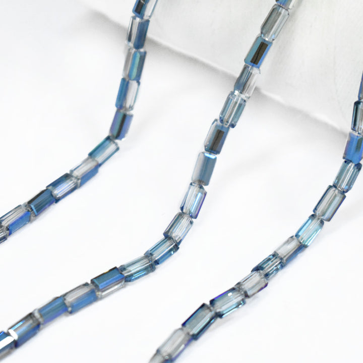 Blue color Rectangle Faceted Crystal Beads