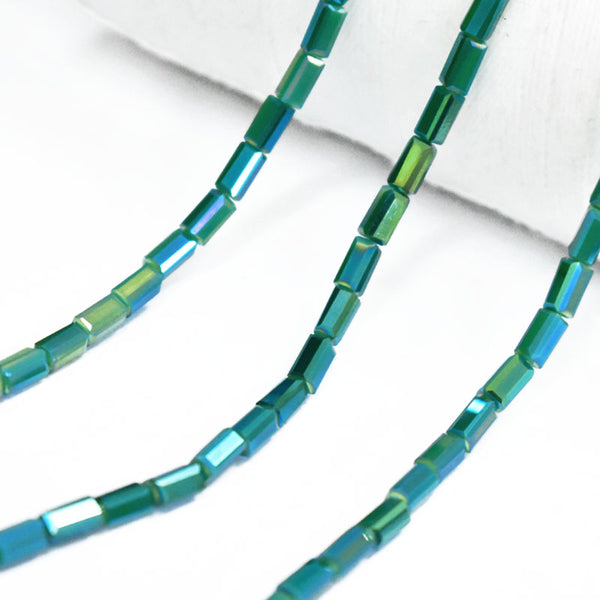 Green color Rectangle Faceted Crystal Beads