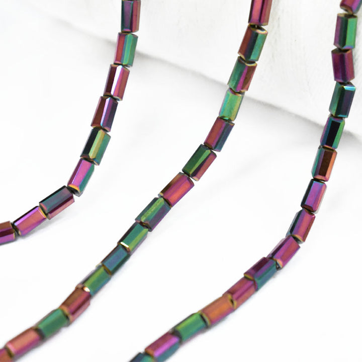 Peacock color Rectangle Faceted Crystal Beads