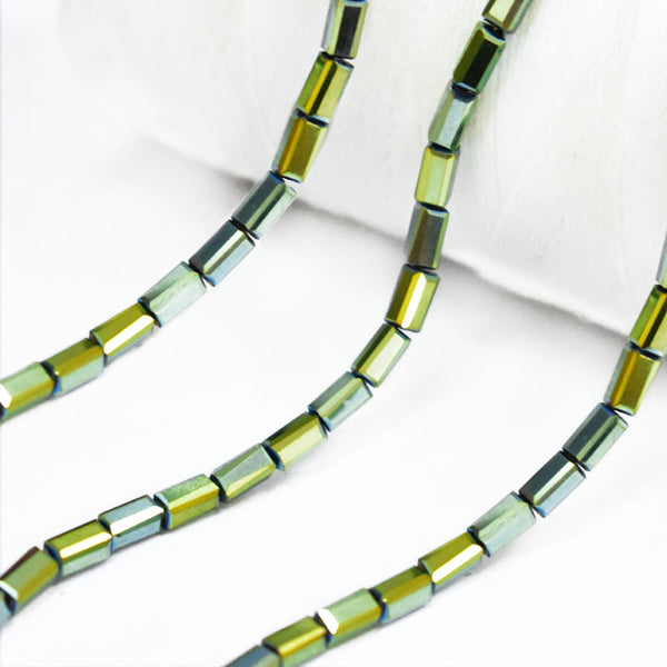 Blue and Green color Rectangle Faceted Crystal Beads