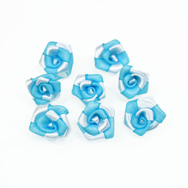  Sky Blue and White color tiny fabric flower in bulk