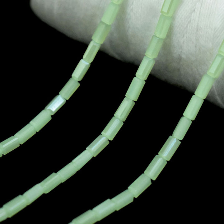 Light Celery Green color Rectangle Faceted Crystal Beads