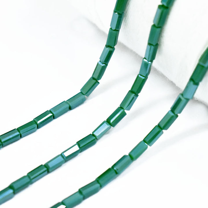 Green color Rectangle Faceted Crystal Beads