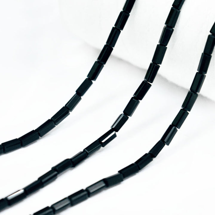 Black color rectangle manmade crystal beads