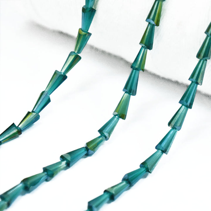 Teal Green color cone faceted beads for necklaces