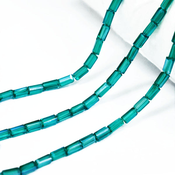 Green color Rectangle Faceted Crystal Beads