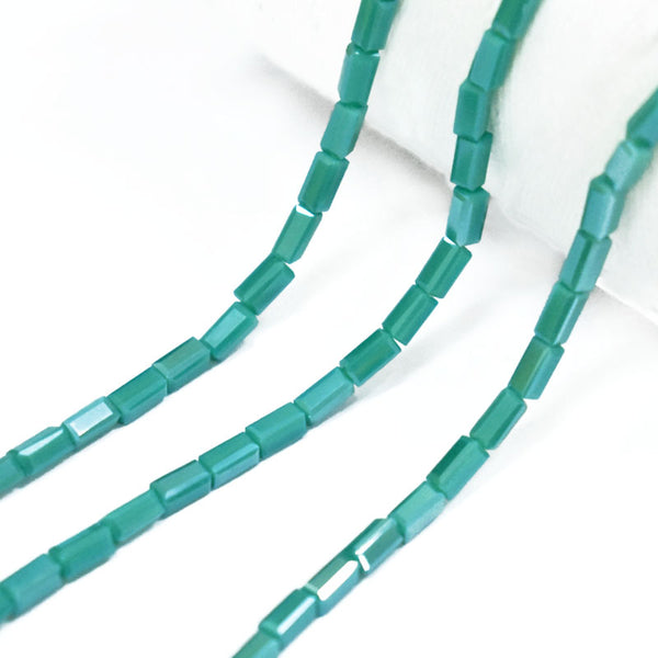 EMBFCB5389 (3x6MM Rectangle Faceted Crystal Beads in Hunter Green Color)