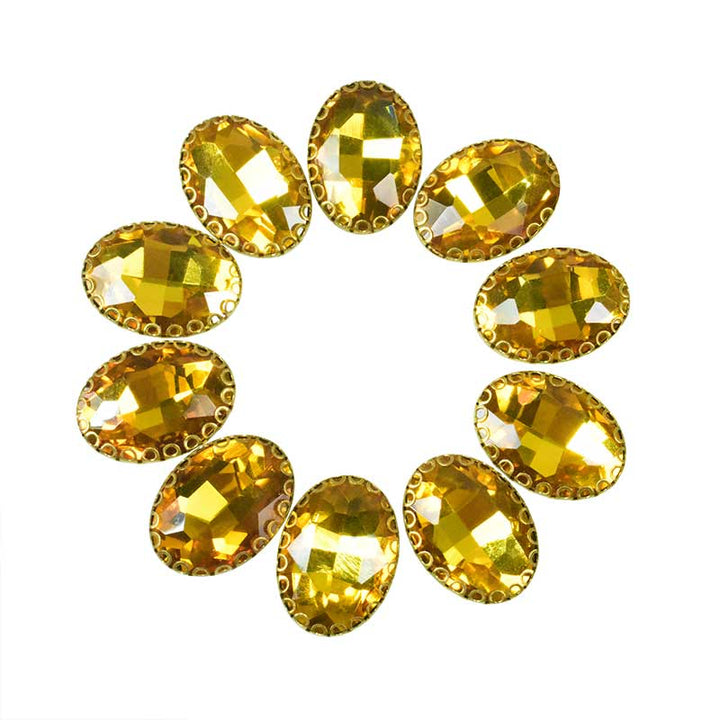 oval golden rhinestones