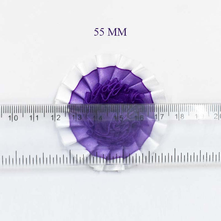 Purple and White color fabric flower for clothes