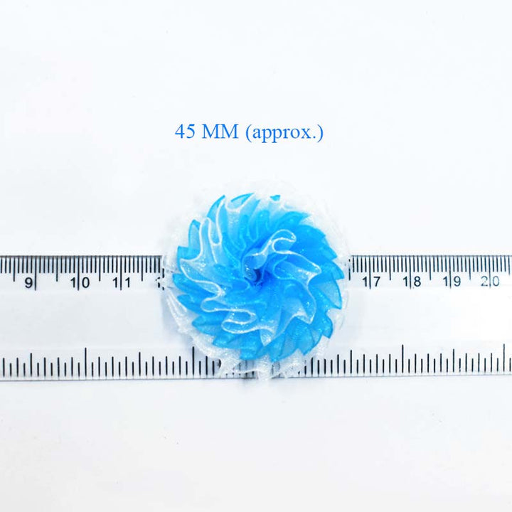 Sky Blue and White color fabric flower for making headbands