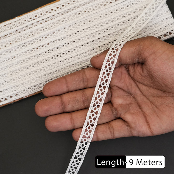 Lace Rool White Cotton Crochet Lace Roll – 9 Meters for DIY & Ethnic Wear ...