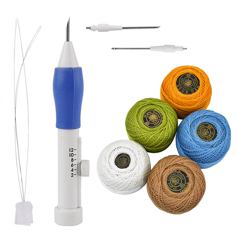 File Puncher Thread Punch Needle & Crochet Cotton Thread Combo - 40% Off ...