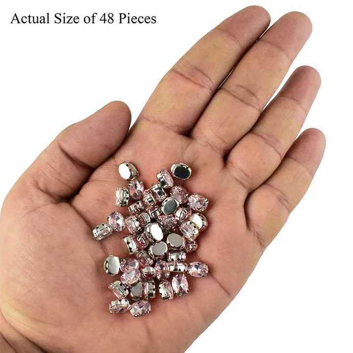 Pink crystal in setting