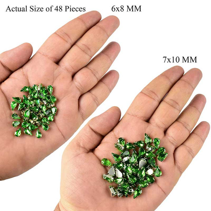 Green Color sewing rhinestones    
