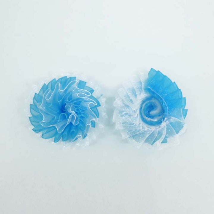  Sky Blue and White color fabric flower for crafting