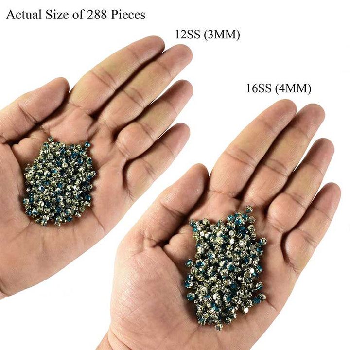 blue rhinestone in setting  